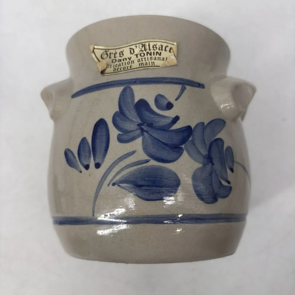Vintage Gres d'Alsace Dany Tonin Salt Glaze Stoneware Creamer Pitcher Cobalt